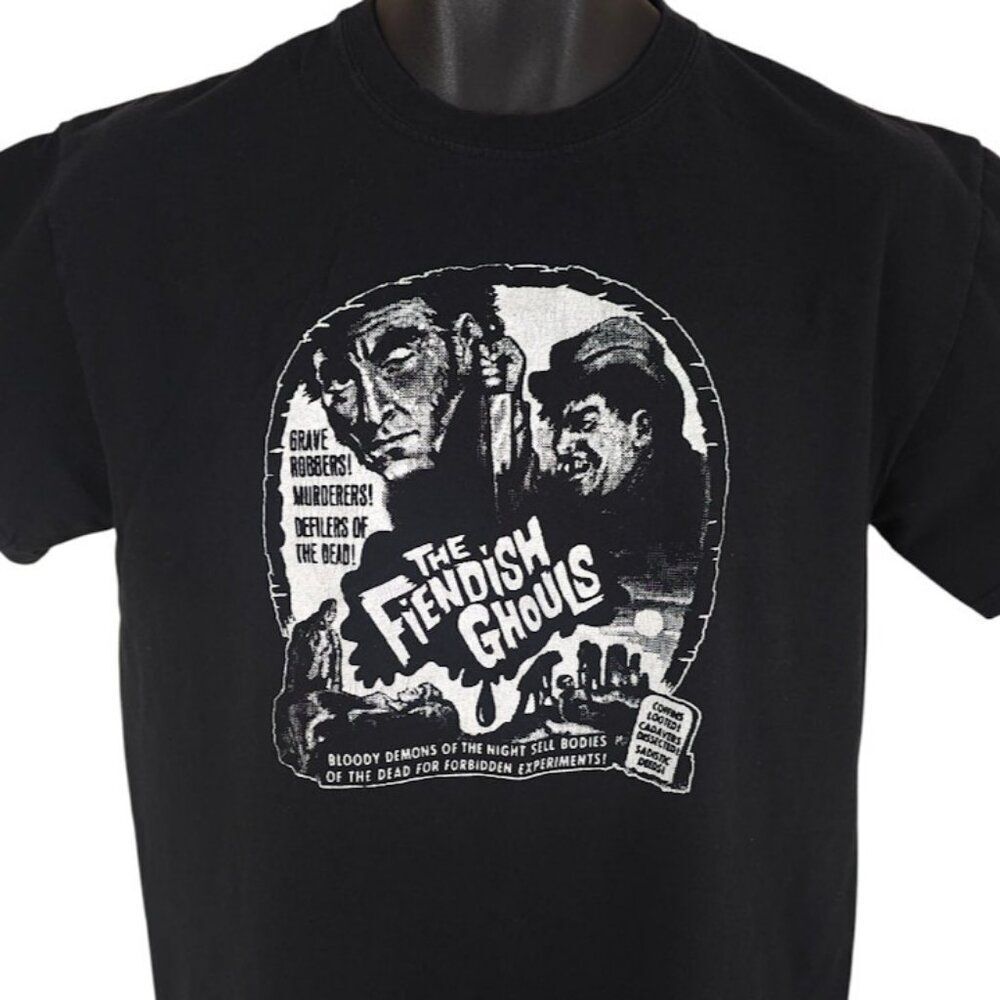 Fiendish Ghouls T Shirt Mens Size Medium Black Horror Movie Bloody Demons